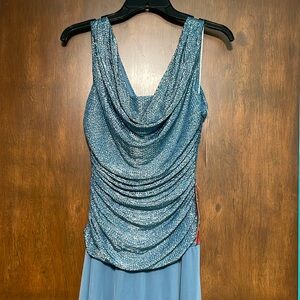 Blue Silver Formal Gown Mother of the Bride